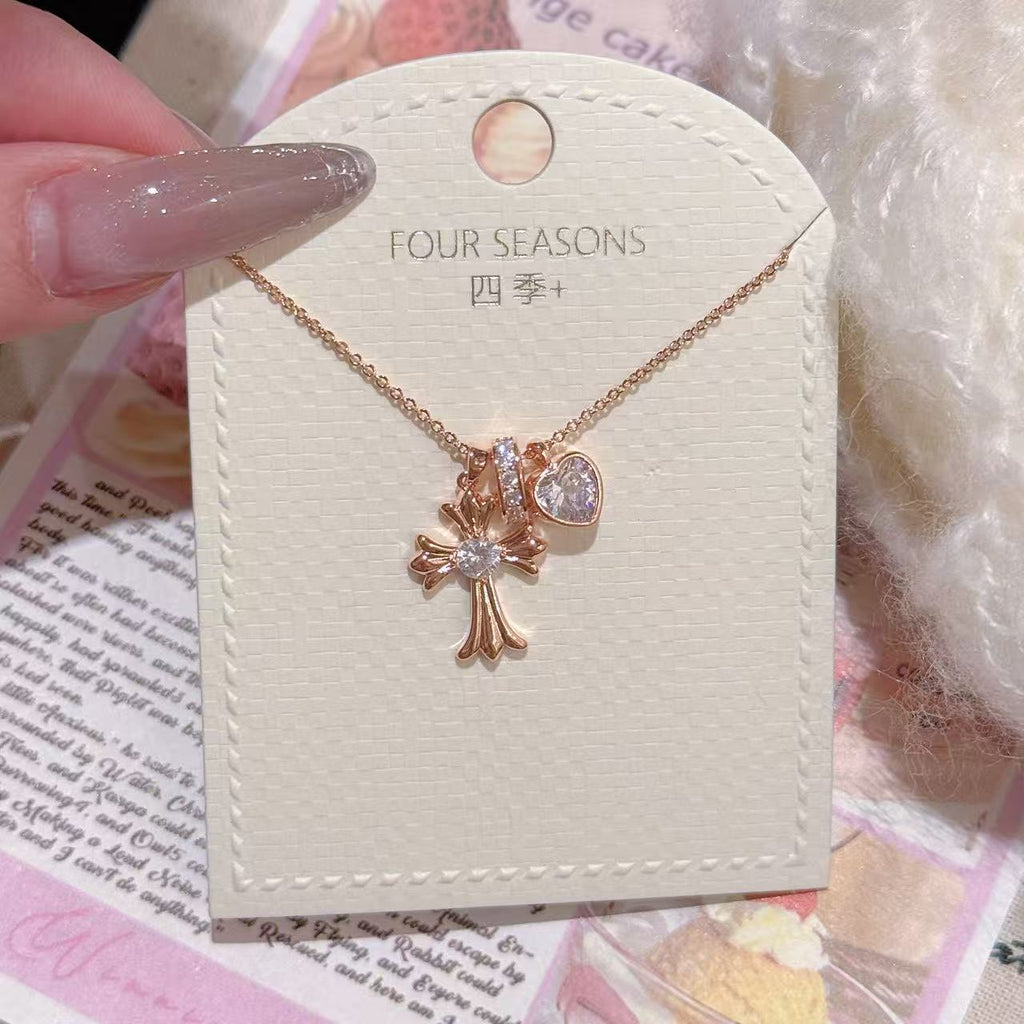 Cross Pendant Clavicle Chain, Luxury High Sense Minimalist Necklace, Personality Elegant Women Jewelry Wholesale