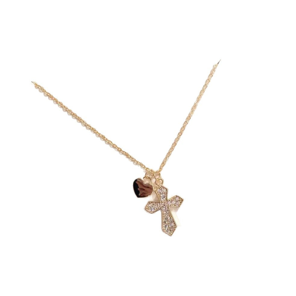 Double-Sided Wearable Heart Cross Shell Necklace, Luxury Elegant Women Daily Jewelry