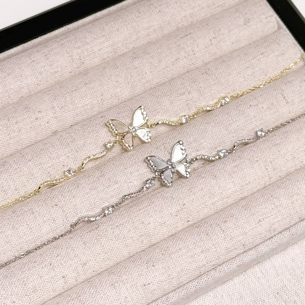 Shiny Butterfly Bracelet, Korean Style Luxury Delicate Wrist Jewelry, Minimalist Elegant Temperament Fashion Bracelet