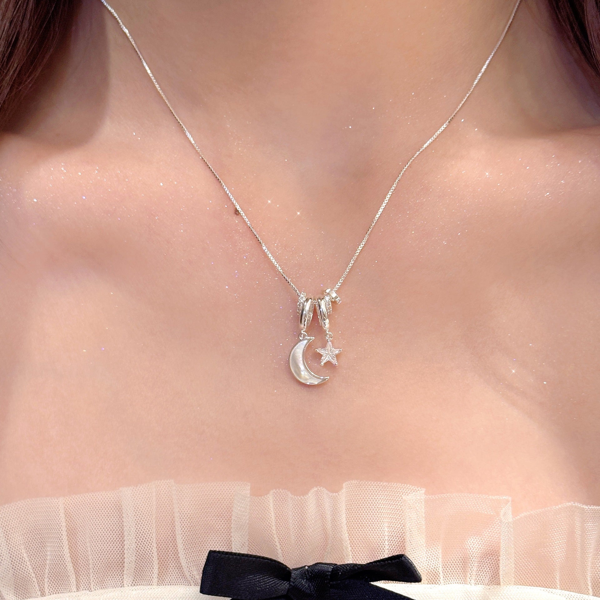 Butterfly Tassel Necklace, Star Moon Zircon Clavicle Chain, Elegant Minimalist Jewelry