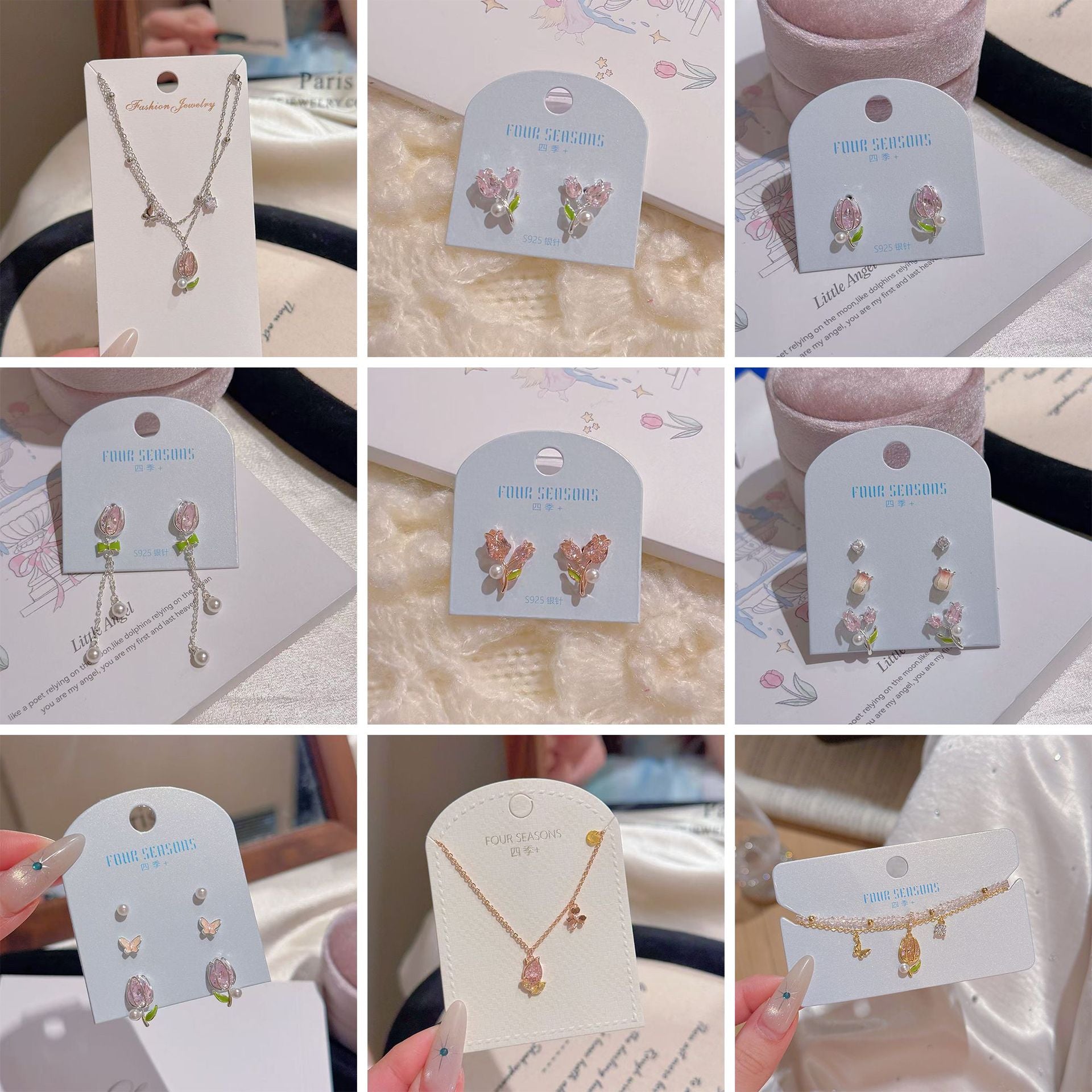 S925 Silver Tulip Earrings, Fresh Spring Temperament Women Daily Studs
