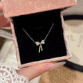 Elegant Bow Pearl Clavicle Necklace Luxury Korean Style Ladies Pendant Chain