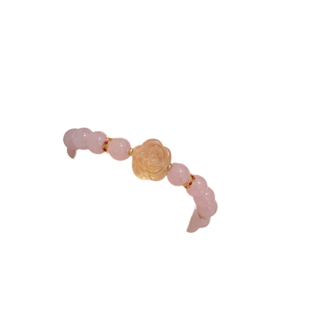 Camellia Citrine Beaded Bracelet, Luxury Niche High-grade Hand Jewelry, Elegant Temperament All-match Fashion Bracelet