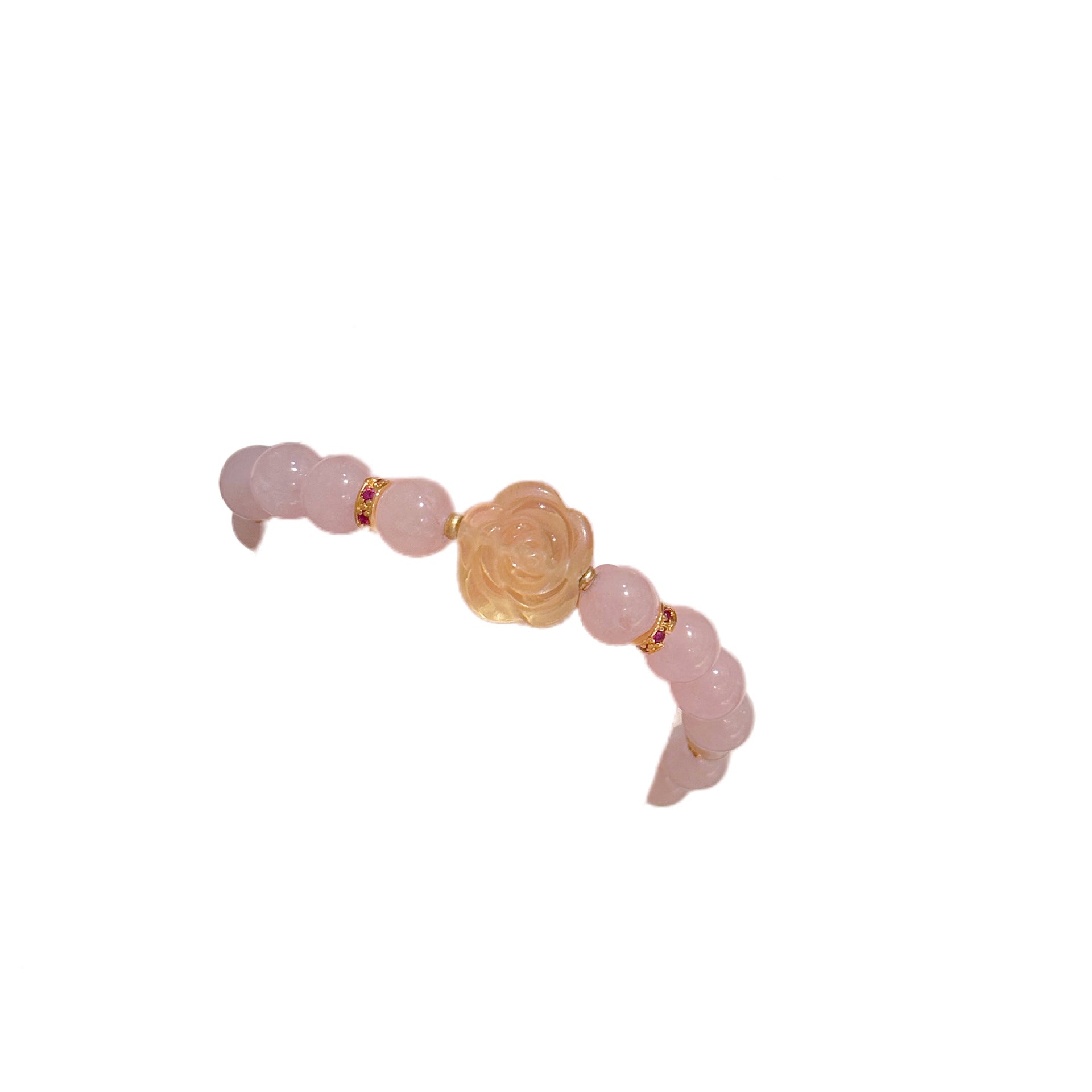 Camellia Citrine Beaded Bracelet, Luxury Niche High-grade Hand Jewelry, Elegant Temperament All-match Fashion Bracelet
