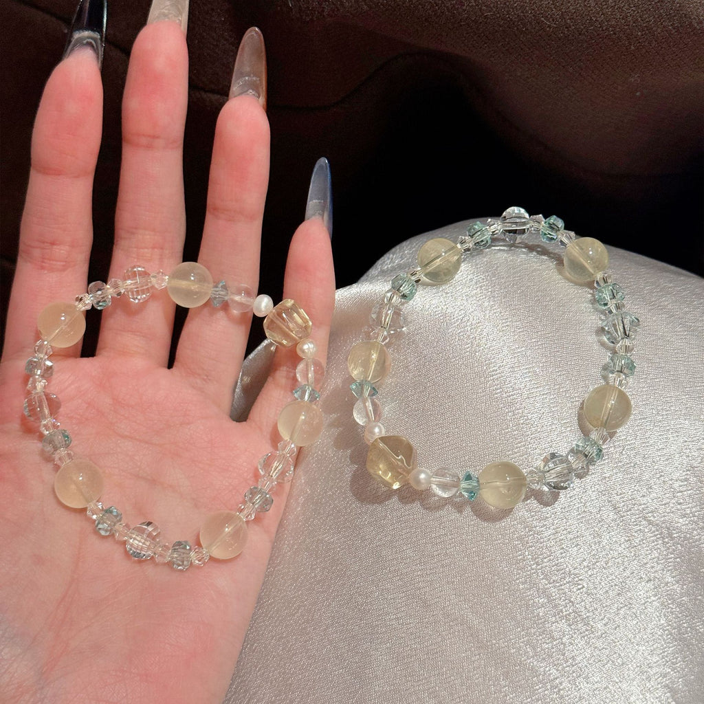 Mint Bubbly Citrine Beaded Bracelet, Fresh Sweet Luxury Minimalist Dainty Elegant Women Jewelry