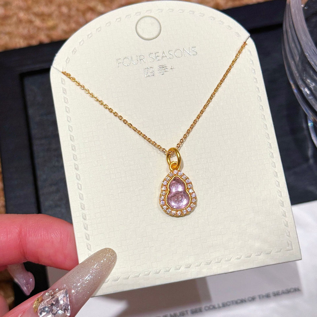 Golden Shovel Sand Gold Necklace, Non-fading Chinese Style Daily Neck Chain