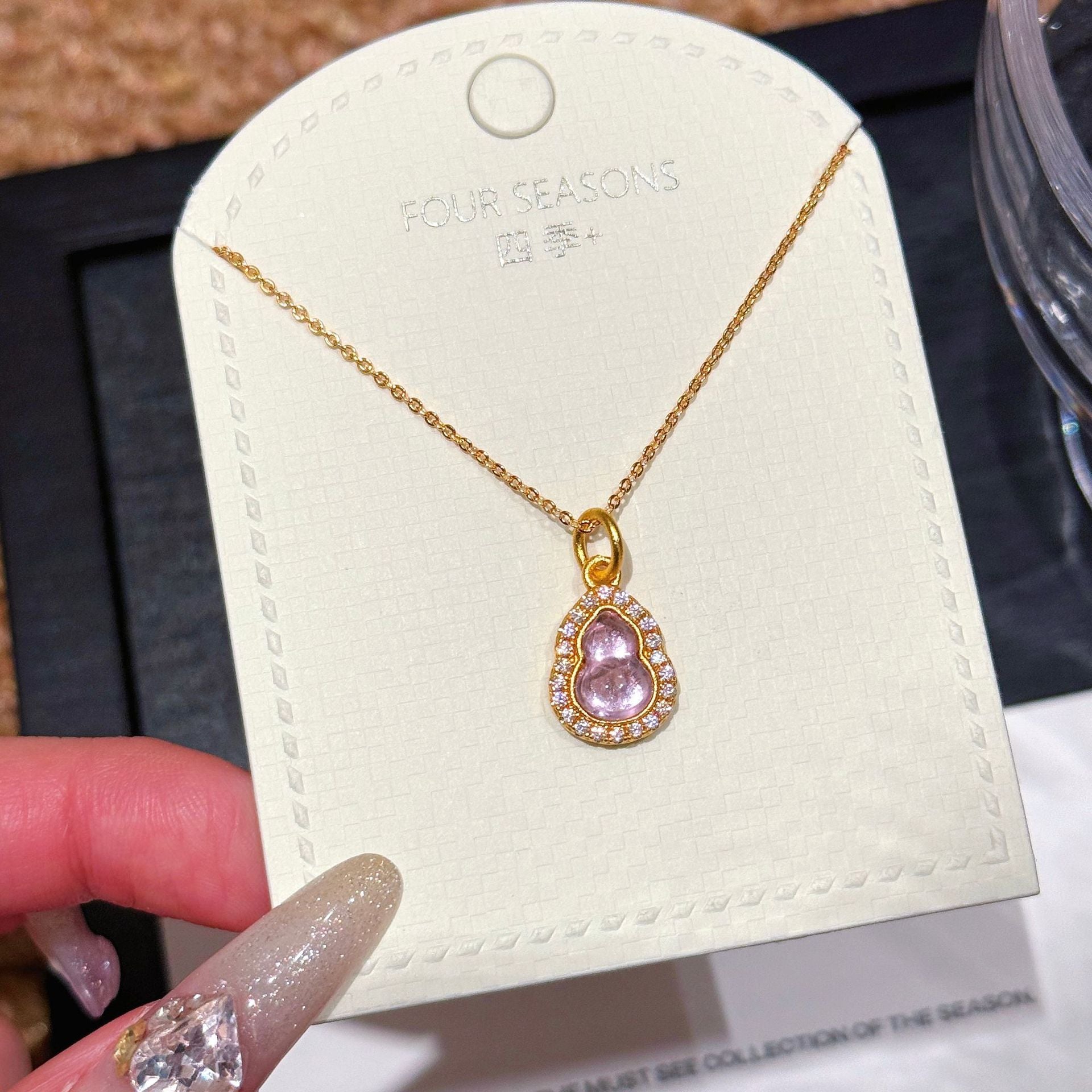 Golden Shovel Sand Gold Necklace, Non-fading Chinese Style Daily Neck Chain