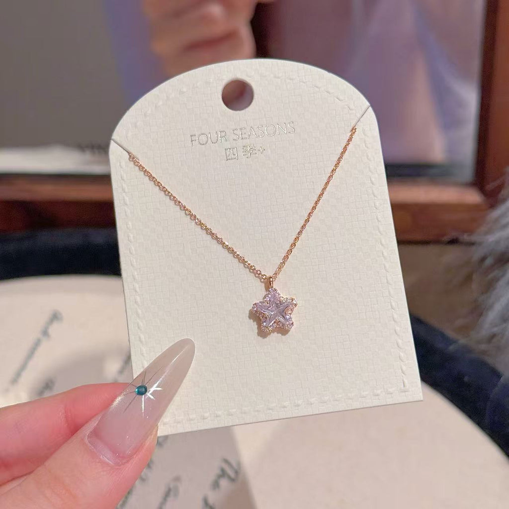 Shining Star Pendant Necklace Dainty Luxury Clavicle Chain Elegant Minimalist Daily Jewelry Gift for Women