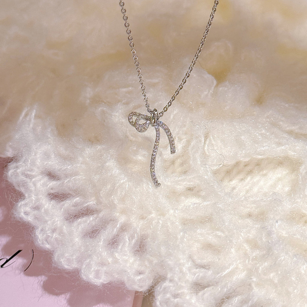 Minimal Ribbon Bow Collarbone Necklace Luxury Birthday Gift Jewelry