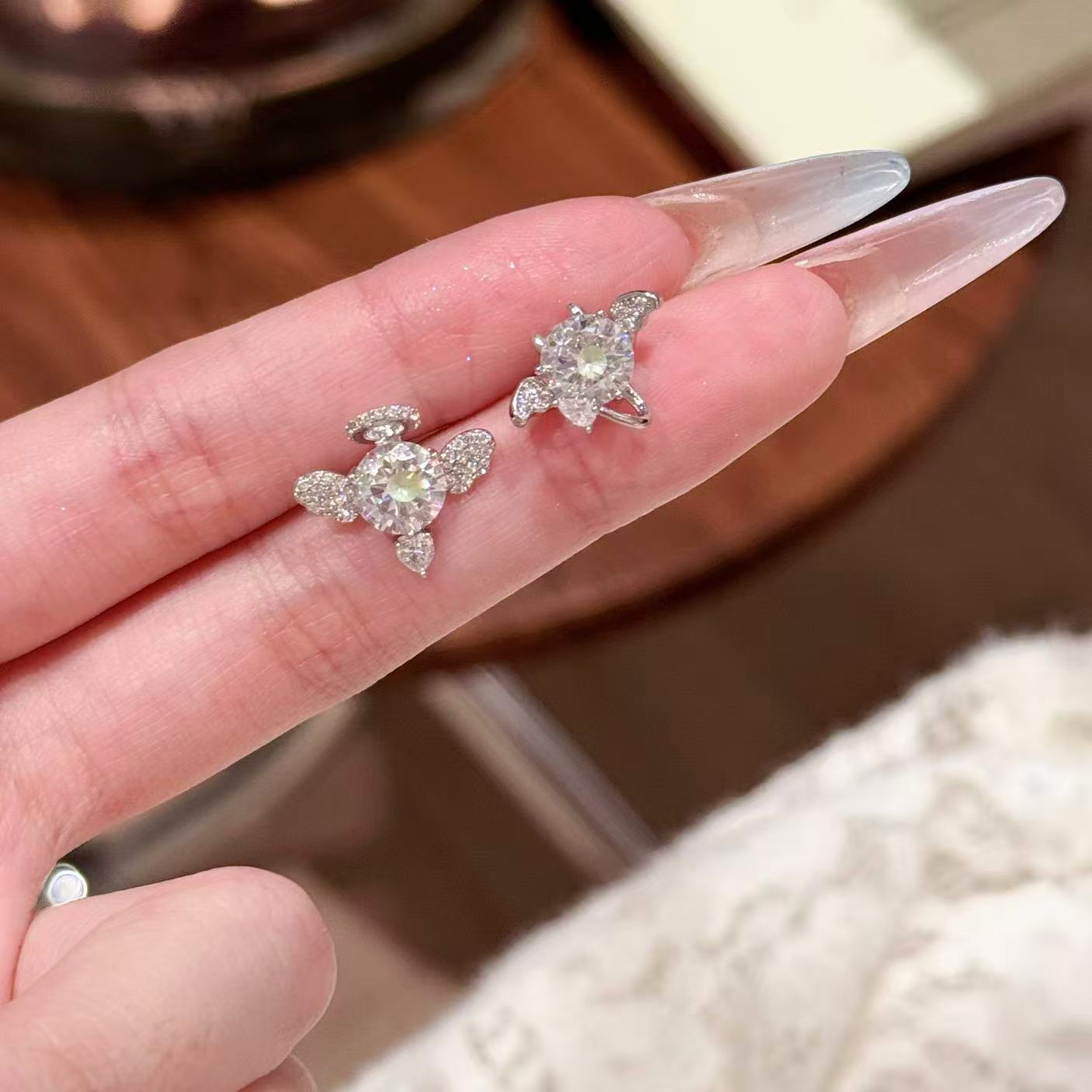 Devil & Angel Stud Earrings, Luxury S925 Silver Needle Earrings, Original Niche Zircon Personality Ear Jewelry