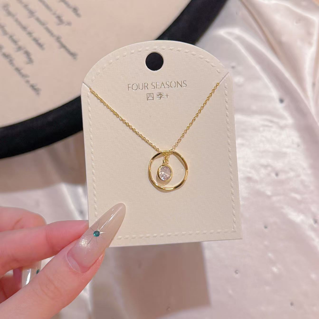Elegant Minimal Round Hoop Clavicle Necklace Luxury Sweet Ladies Neck Chain