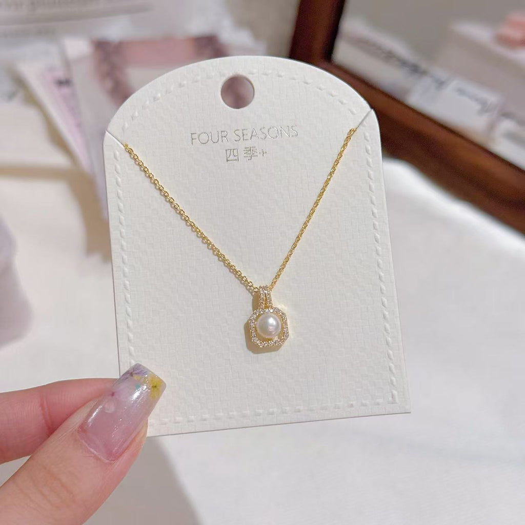 Minimalist Pearl Clavicle Necklace, Luxury Niche Elegant Jewelry, Sweet Delicate Versatile Pendant for Women