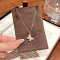 Sparkling Zircon Butterfly Clavicle Necklace, Elegant Luxury Daily Fashion Women Jewelry