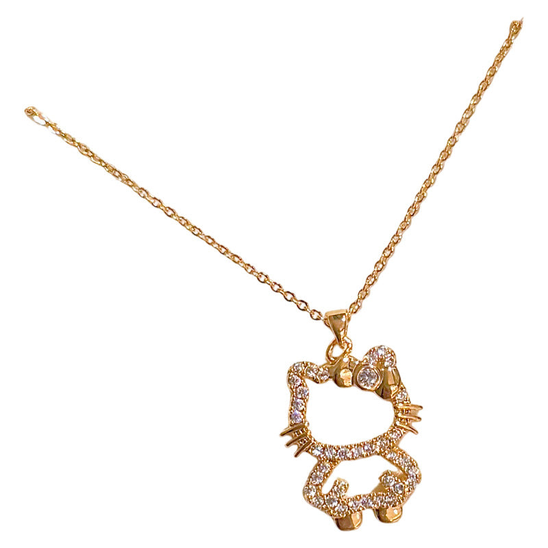 Lovely Cat Pendant Necklace, Sweet Elegant Daily Fashion Neck Jewelry