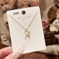 New Natural Pearl Bow Necklace, Luxury High-end Classic Jewelry, Minimalist Niche Elegant Pendant Necklace Ideal for Gifting