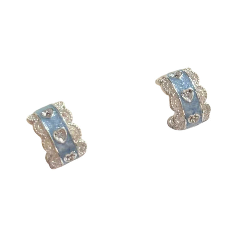 Sweet Lace Heart Earrings, Luxury Elegant Fresh Summer Stud Earrings, Exquisite Sweet Temperament Ear Jewelry