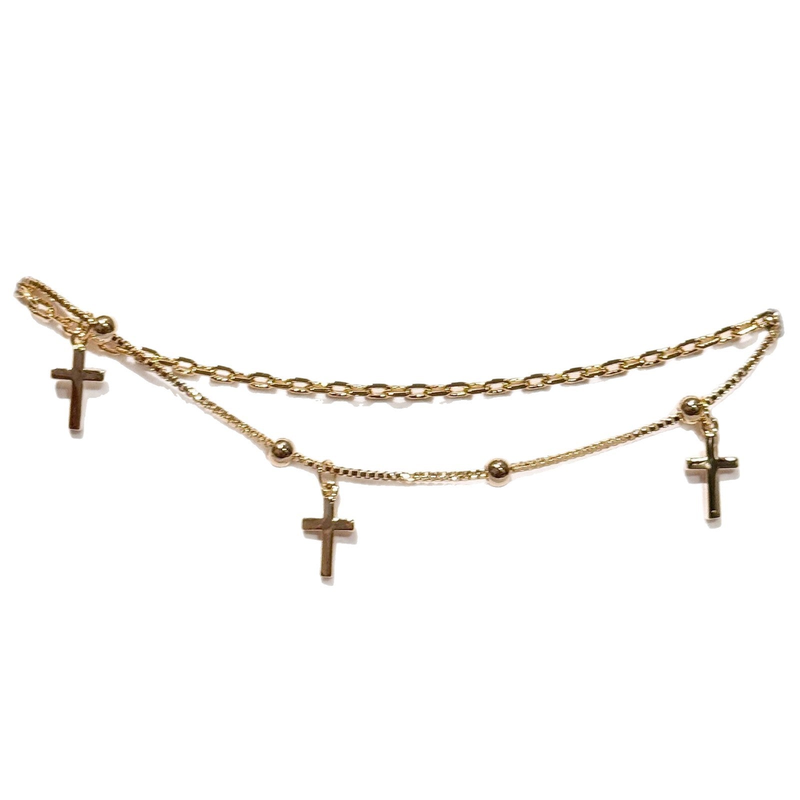 Double Layer Cross Bracelet for Women, Trendy Stackable Wrist Jewelry, Luxury Cool Neutral Style Fashion Personality Bracelets