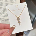 Super Shiny Floral Zircon Clavicle Chain, Luxury Minimalist Niche Flower Pendant Necklace