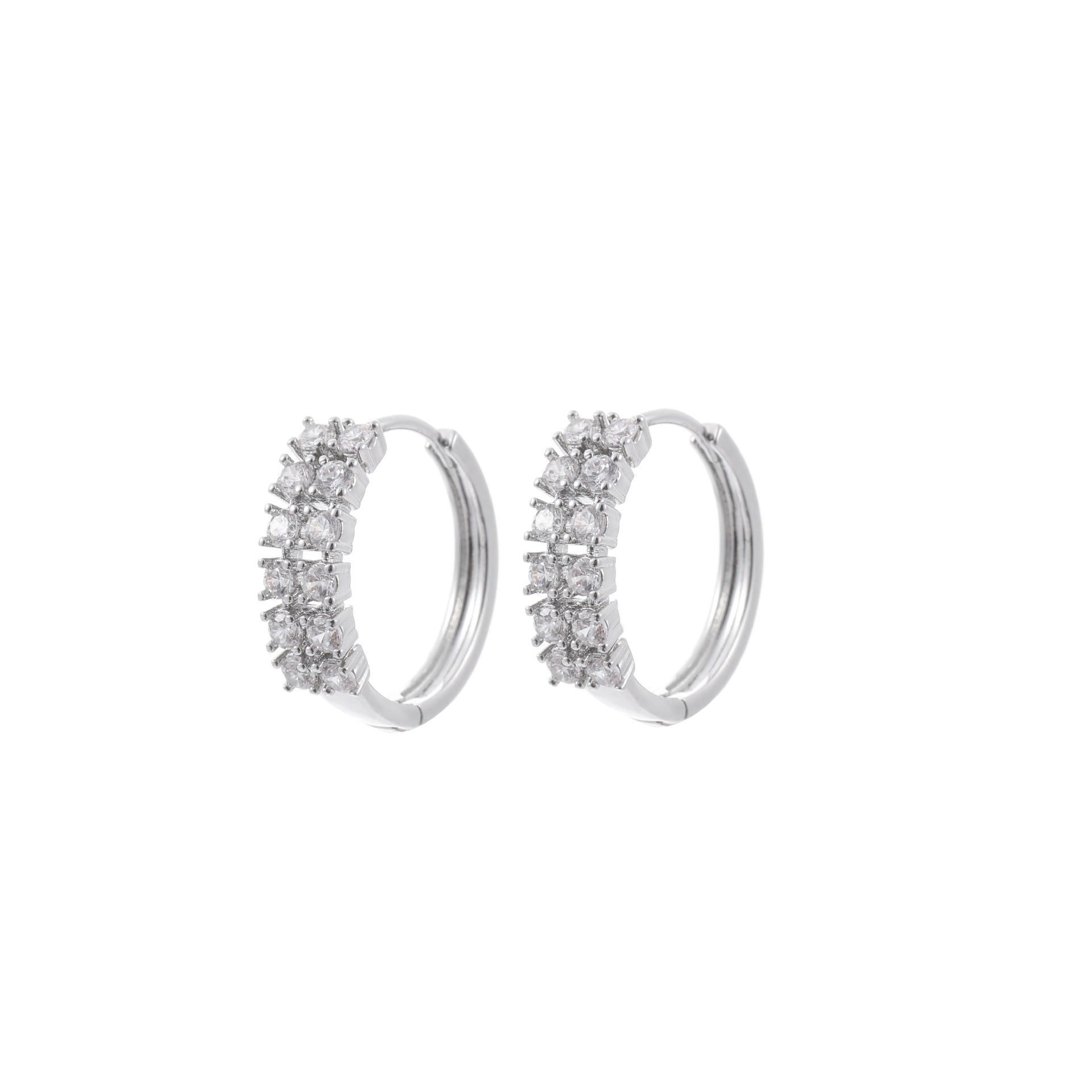 Korean Double Row Micro-inlaid Zircon Hoop Earrings, Niche Design Delicate Temperament Earrings, Versatile Luxury Fashion Ear Jewelry