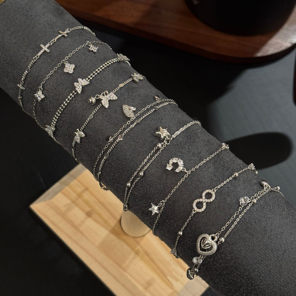 Heart & Bow Fashion Bracelet, Luxury Sweet Daily Women Hand Jewelry