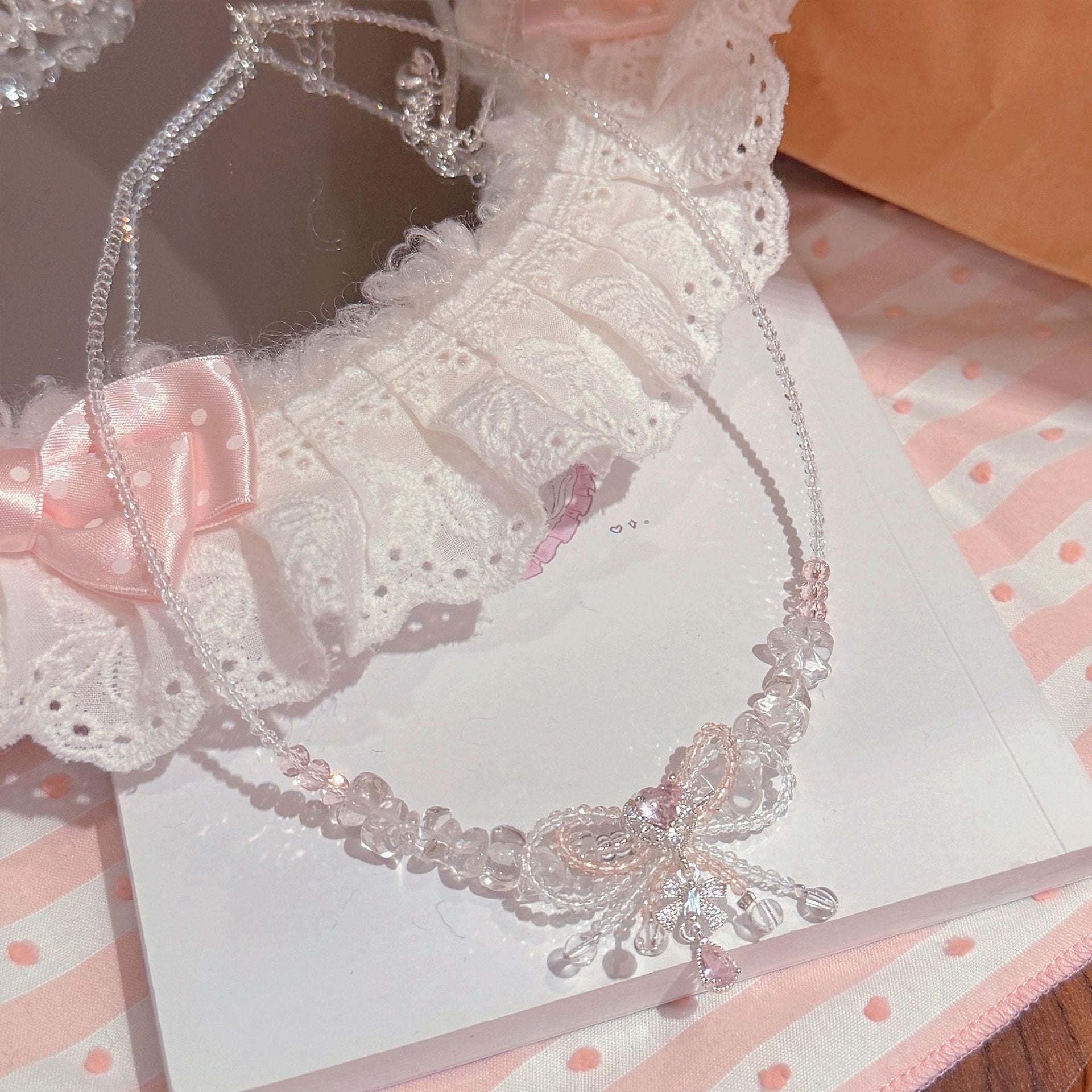 Elegant Crystal Necklace Sweet Cute Luxury Versatile Women Daily Neck Chain