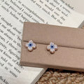 Elegant Four Leaf Flower Earrings, Luxury Delicate Floral Studs, Fashion Silver Ear Accessories for Daily Wear