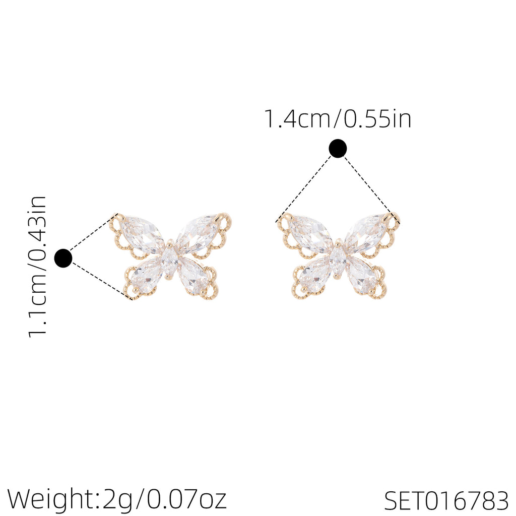 Bow Jewelry Set, Dainty Luxury Lace Trim Accessories, Sparkling Sweet Fresh Necklace Earrings Bracelet for Women