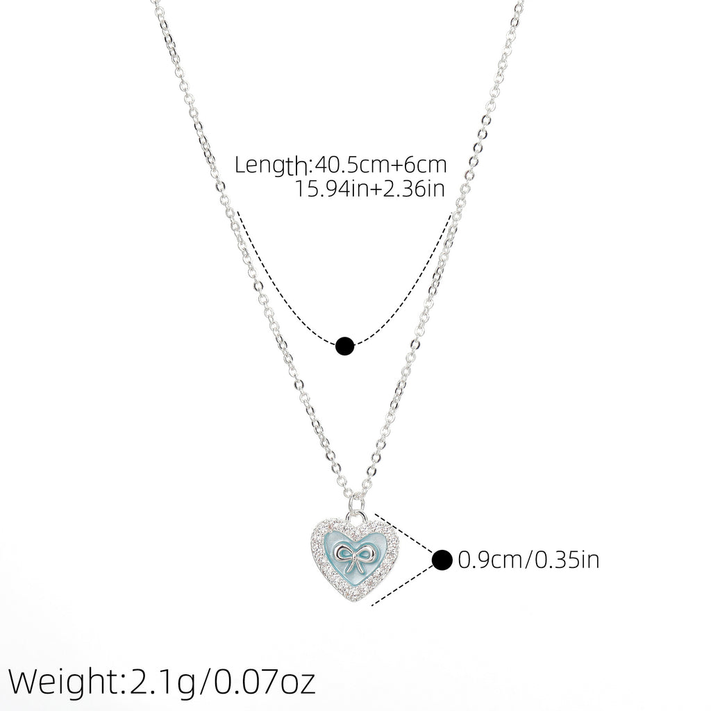 Korean Heart Pendant Necklace, Elegant Dainty Clavicle Chain for Women
