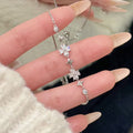 Luxury Niche Four-Leaf Clover with Star Cubic Zirconia Bracelet, Elegant Designer All-Match Stackable Wrist Jewelry