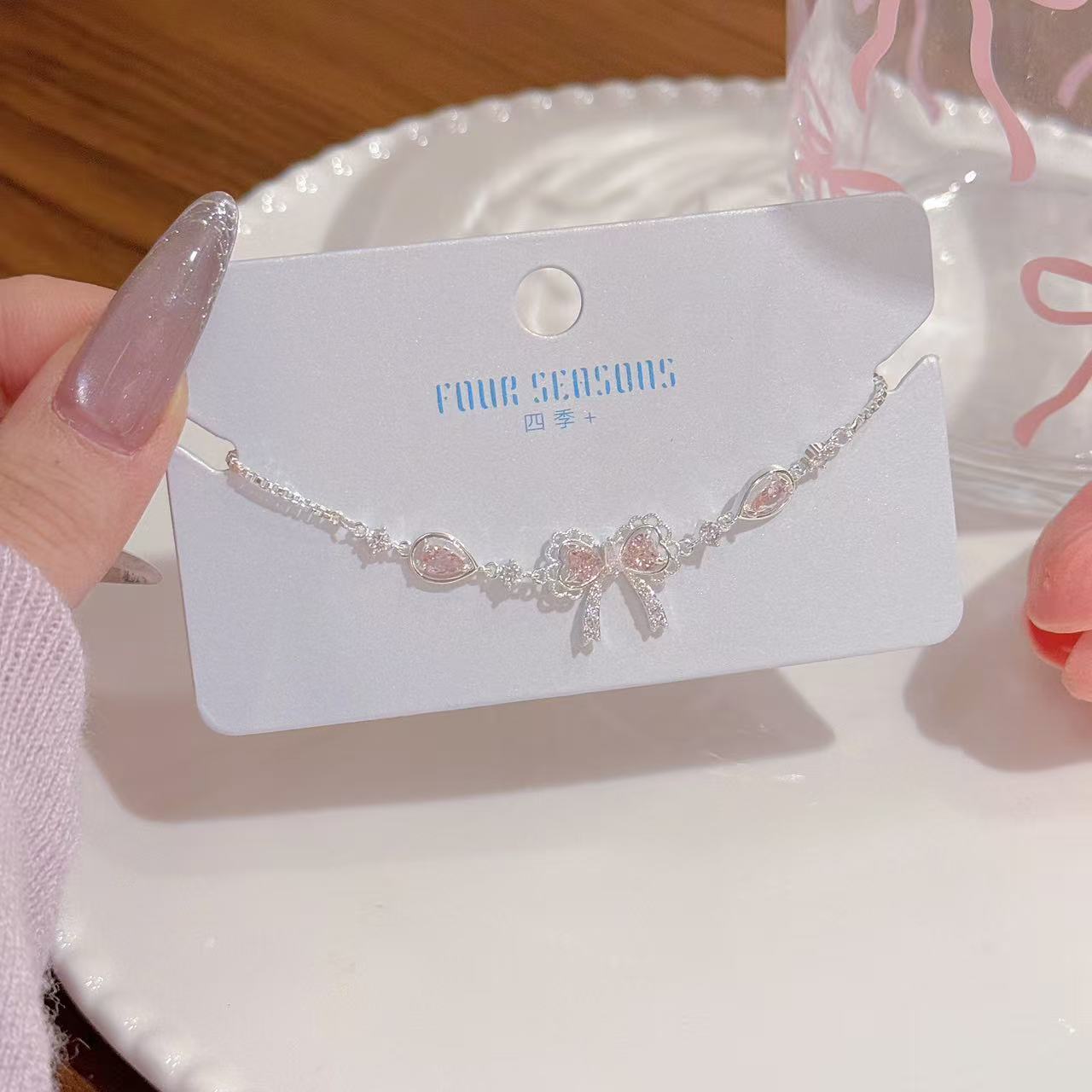 Bow Lace Trim Bracelet, Elegant Sweet Dainty Jewelry for Ladies