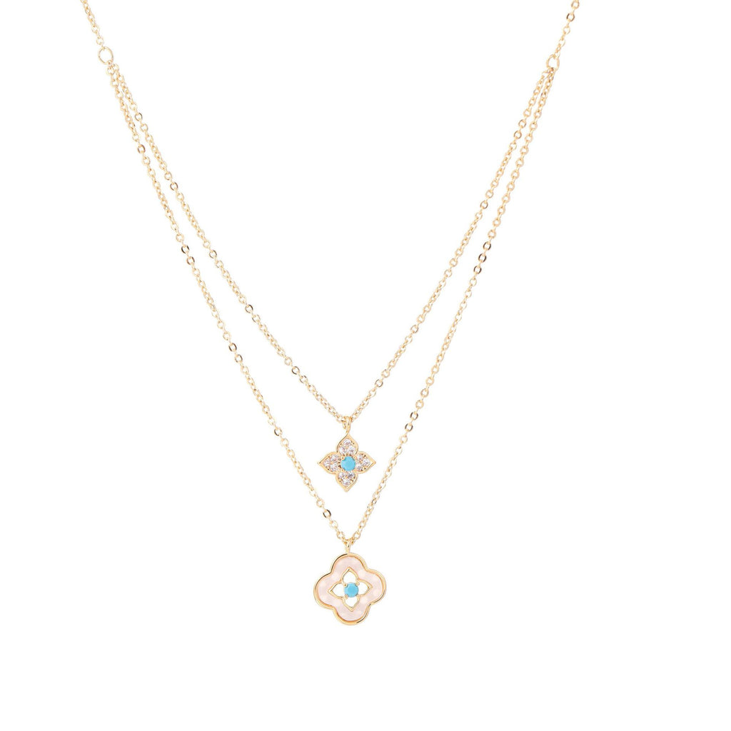 Four-leaf Clover Zircon Layered Necklace, Elegant Luxury Daily Fashion Pendant