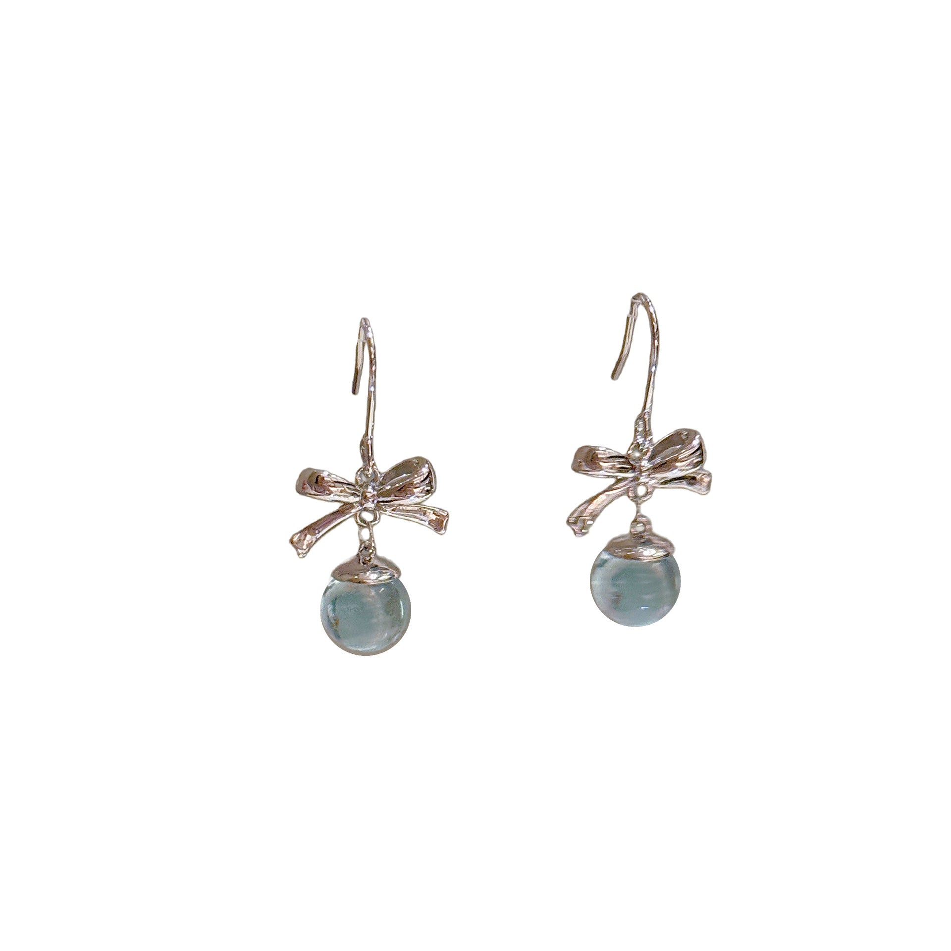 Bow Shaped Glass Dangle Earrings, Elegant Sweet Cool Style Hook Earrings, Luxury Delicate Temperament Jewelry for Women Daily Wear