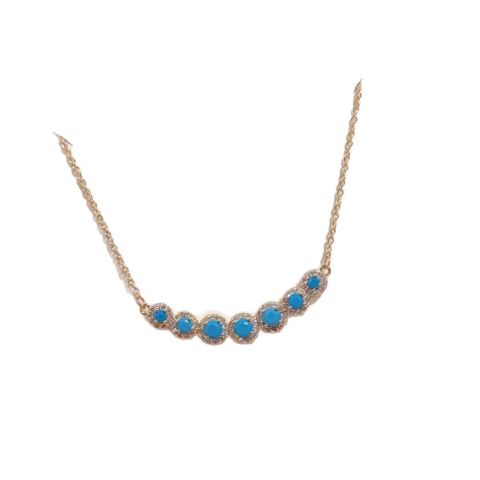 2026 New Smile Pendant Necklace, Blue Turquoise Clavicle Chain, Luxury Minimalist Elegant Jewelry for Women