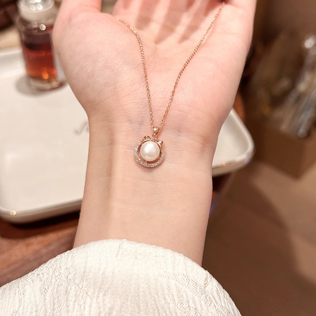 Natural Pearl Cat Necklace, Luxury Elegant Clavicle Chain, Niche Stylish All-match Temperament Jewelry