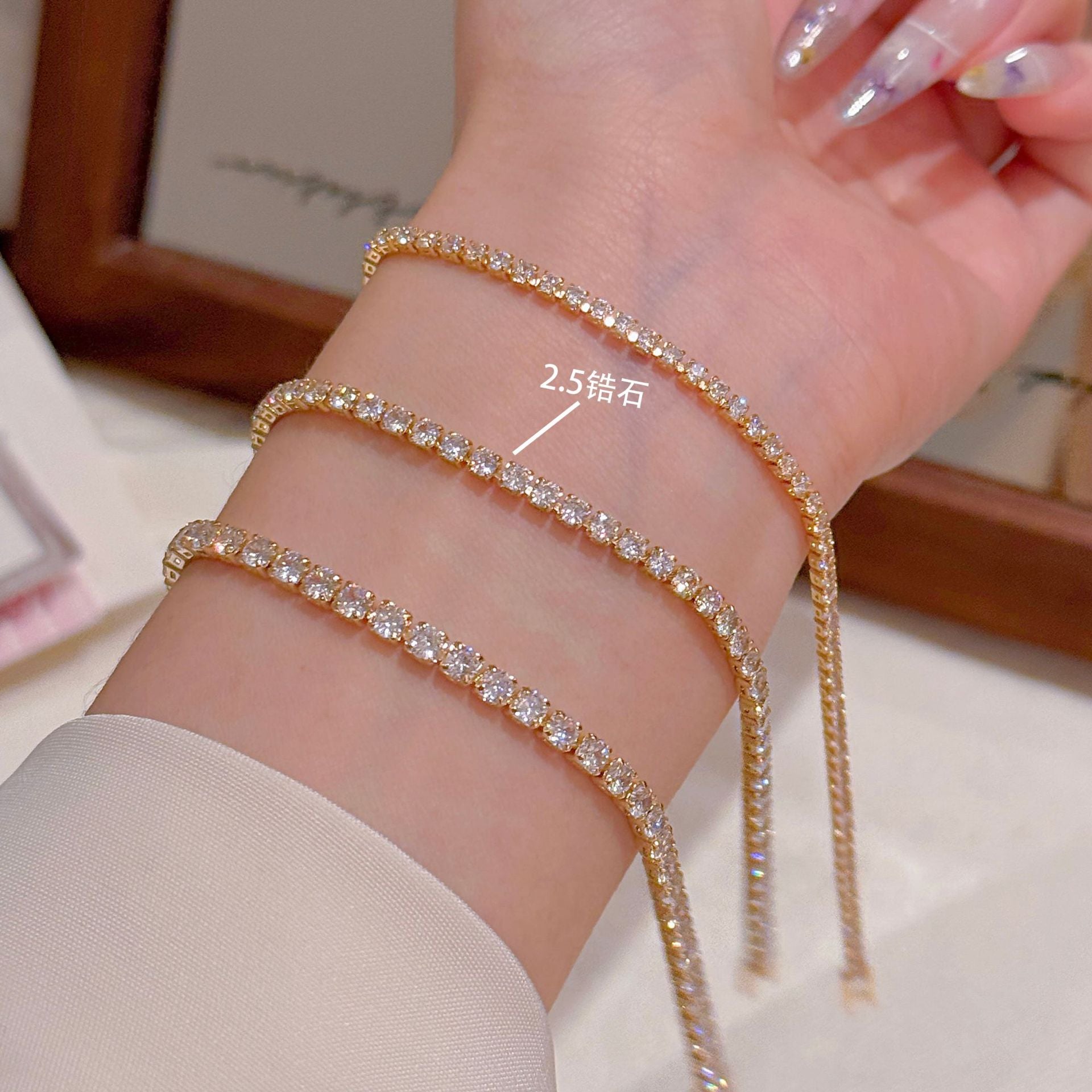 Sparkling Full Zircon Bracelet Luxury Minimalist Versatile Women Hand Jewelry