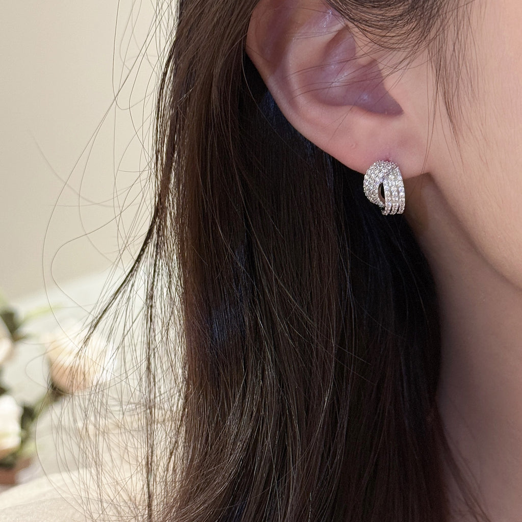 Cross-border European American Shiny Full Diamond Cross Earrings, Luxury Full Paved Zircon Studs