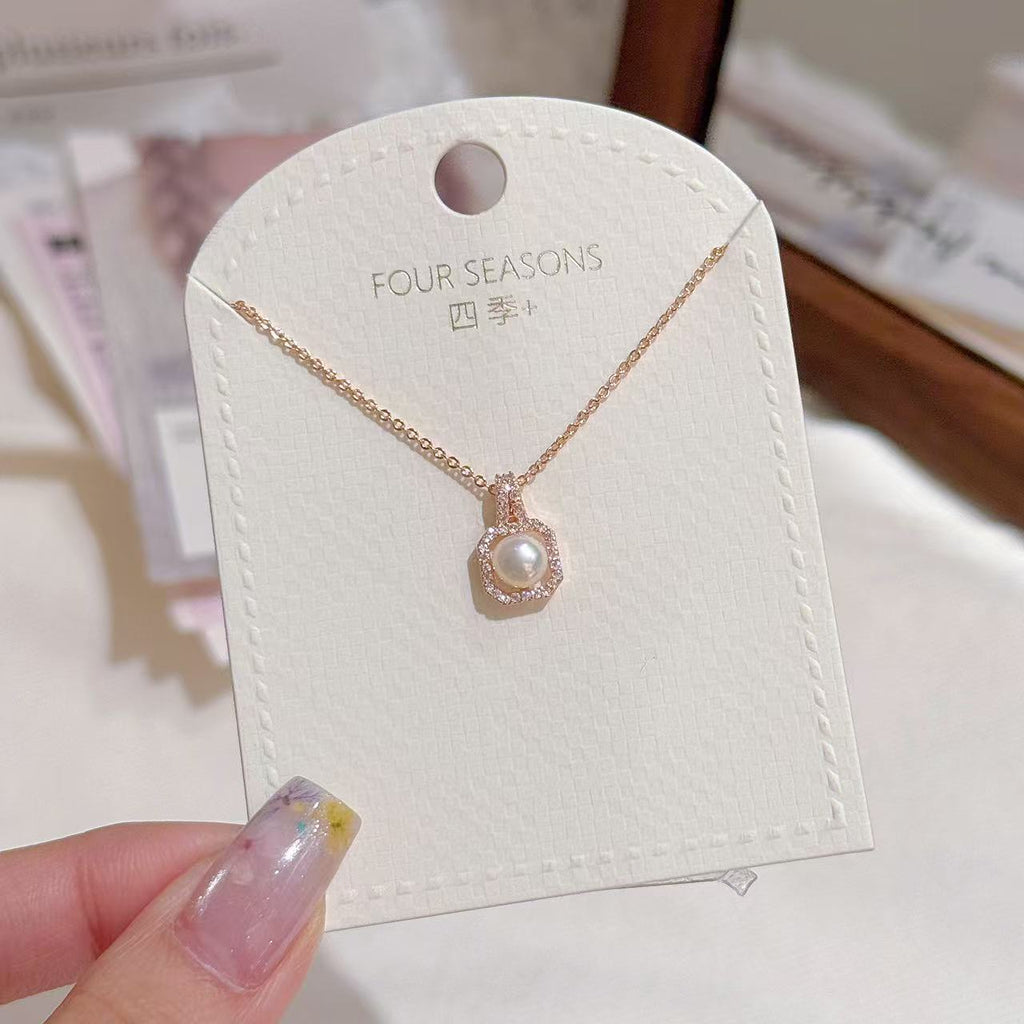 Minimalist Pearl Clavicle Necklace, Luxury Niche Elegant Jewelry, Sweet Delicate Versatile Pendant for Women