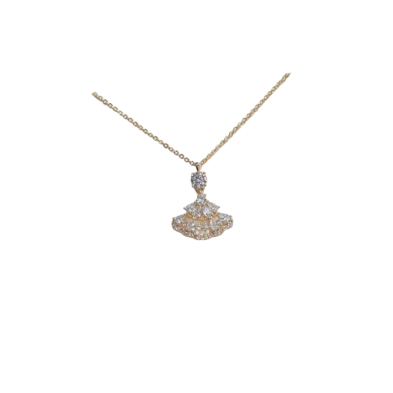 Shiny Rhinestone Dress Pendant Necklace, Luxury Gentle Vibe Daily Fashion Clavicle Chain