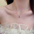 Korean Japanese Popular Ice Cut Pendant Necklace for Women, Sweet Elegant Luxury Dainty Clavicle Chain Jewelry