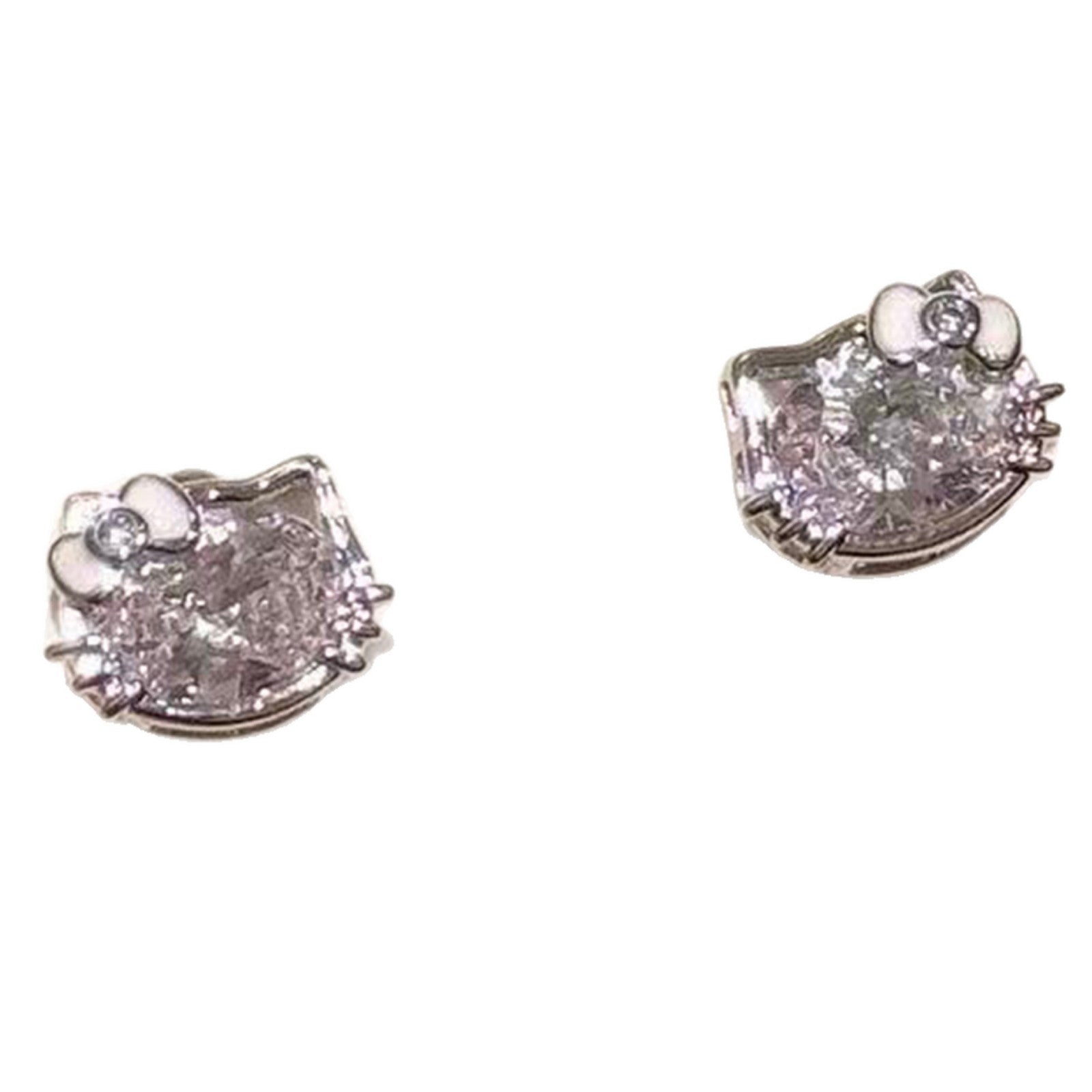 Sparkling Natural Zircon Cat Stud Earrings, Korean Luxury Elegant Earrings, Minimalist Versatile Ear Accessories