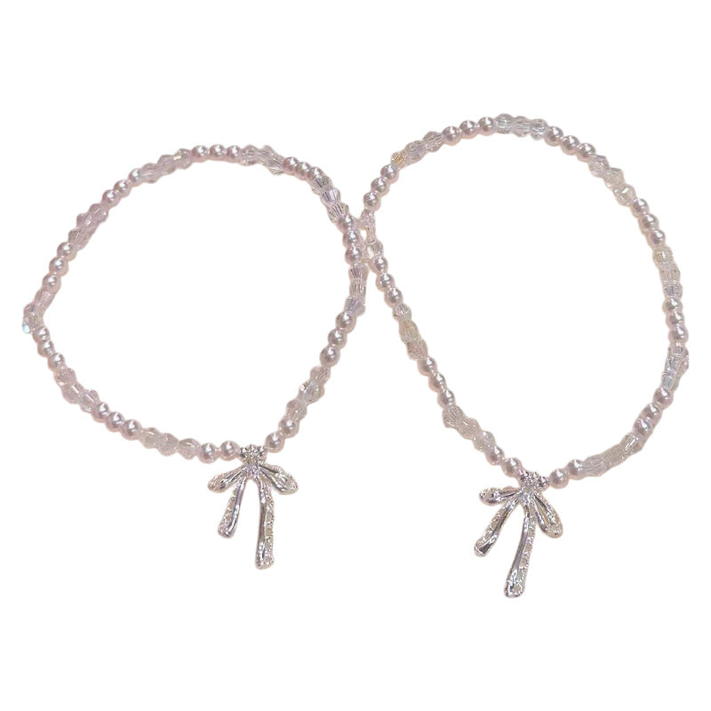 Elegant Lace Bow Pearl Bracelet, French Style Delicate Sweet Bracelets, Luxury High-end Design Dainty Adjustable Fashion Jewelry Gift for Women Girls