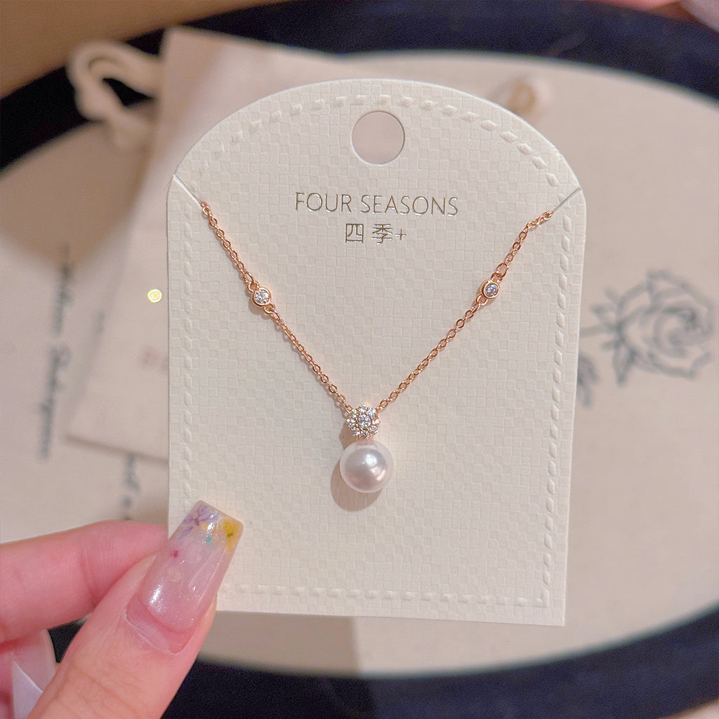 Minimalist Pearl Pendant Necklace, Light Luxury Niche High-end Clavicle Chain, Korean Noble Style Exquisite Temperament Necklace