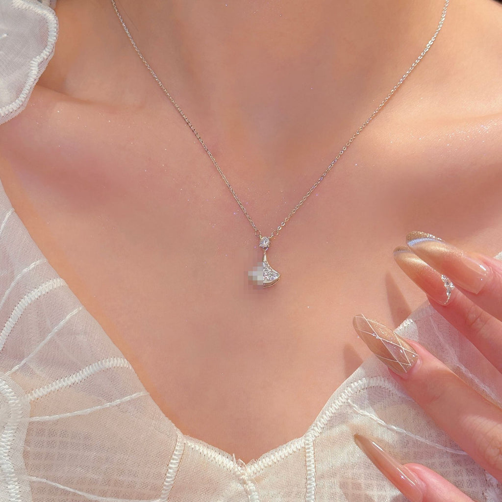 Mini Dress Shaped Necklace, Full Paved Sparkling Clavicle Chain, Niche Luxury Exquisite Fashion Jewelry Versatile Daily Necklaces for Women