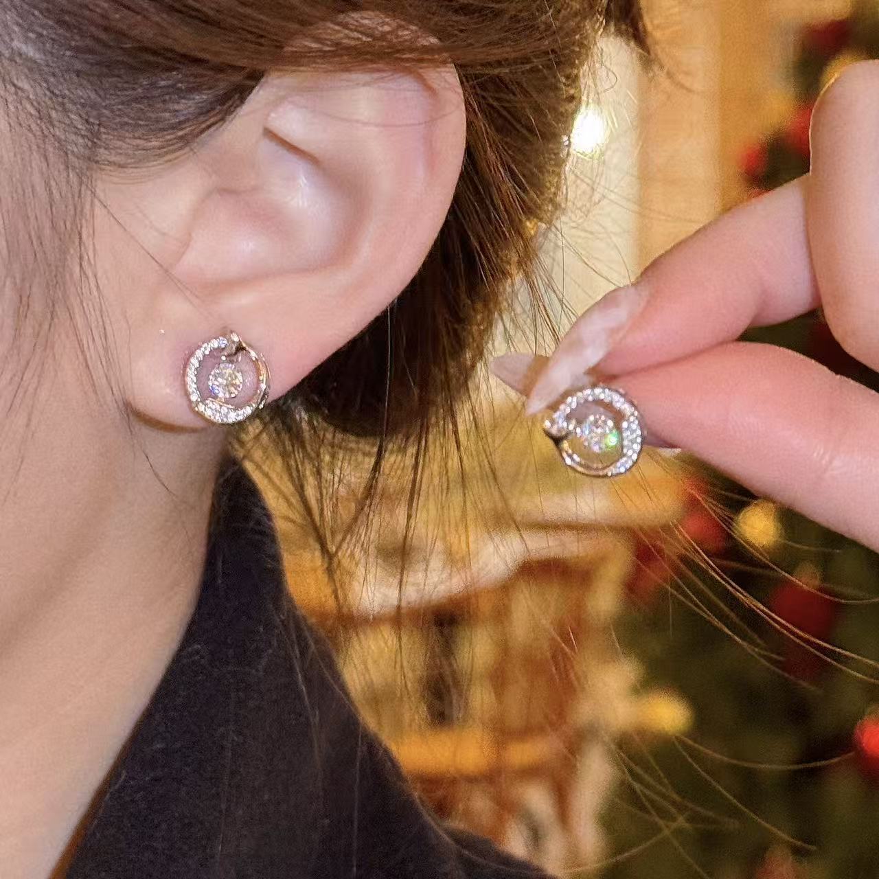 Cool Fresh Style Full Paved Cubic Zirconia Fish Tail Drop Earrings, Dainty Luxury Elegant All-Match Daily Ear Jewelry for Women
