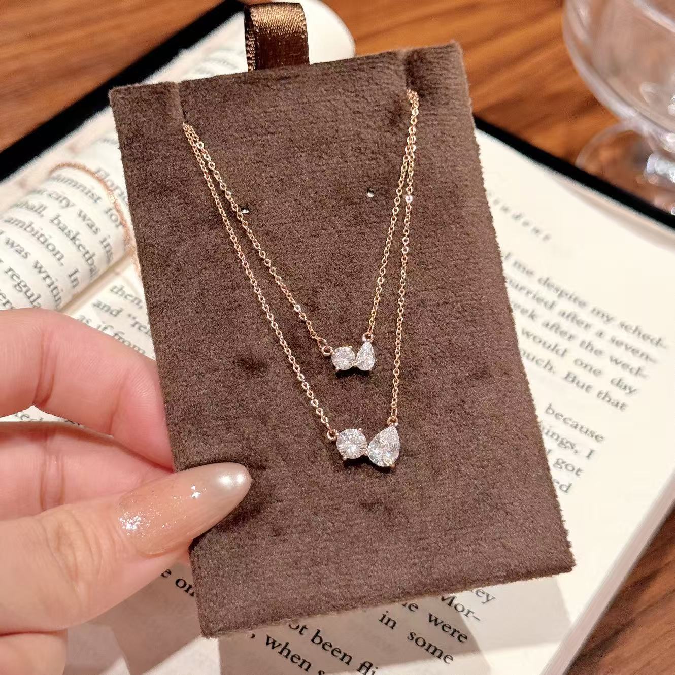 Layered Drop Zircon Necklace, Minimal Niche Clavicle Chain, Luxury Elegant All-match Women Jewelry