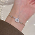 Geometric Round Bracelet, Luxury Niche Minimalist Hand Jewelry, Crystal Flower Elegant Exquisite Bracelet