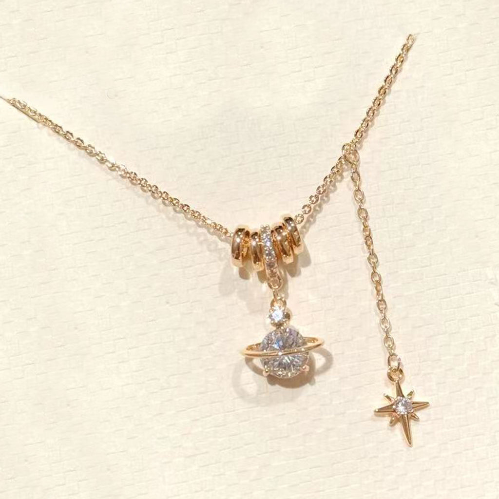 Saturn Pendant Necklace, Minimal Luxury Eight-pointed Star Jewelry, Hot Selling European American Niche All-match