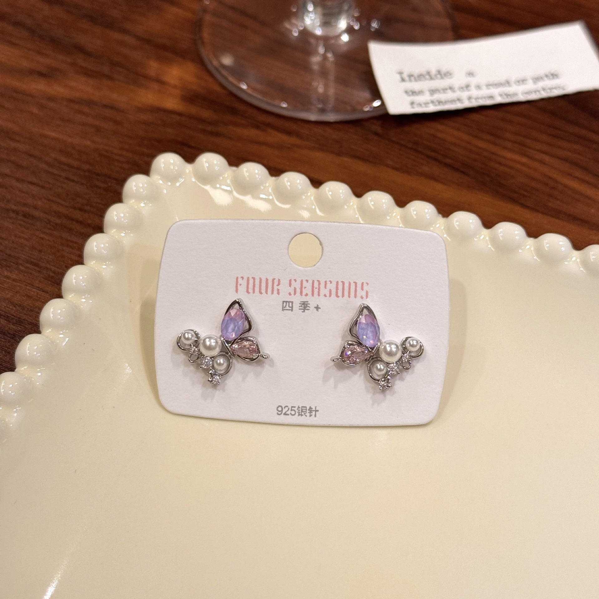 925 Silver Butterfly Stud Earrings Colorful Korean Fashion Ear Ornaments for Women