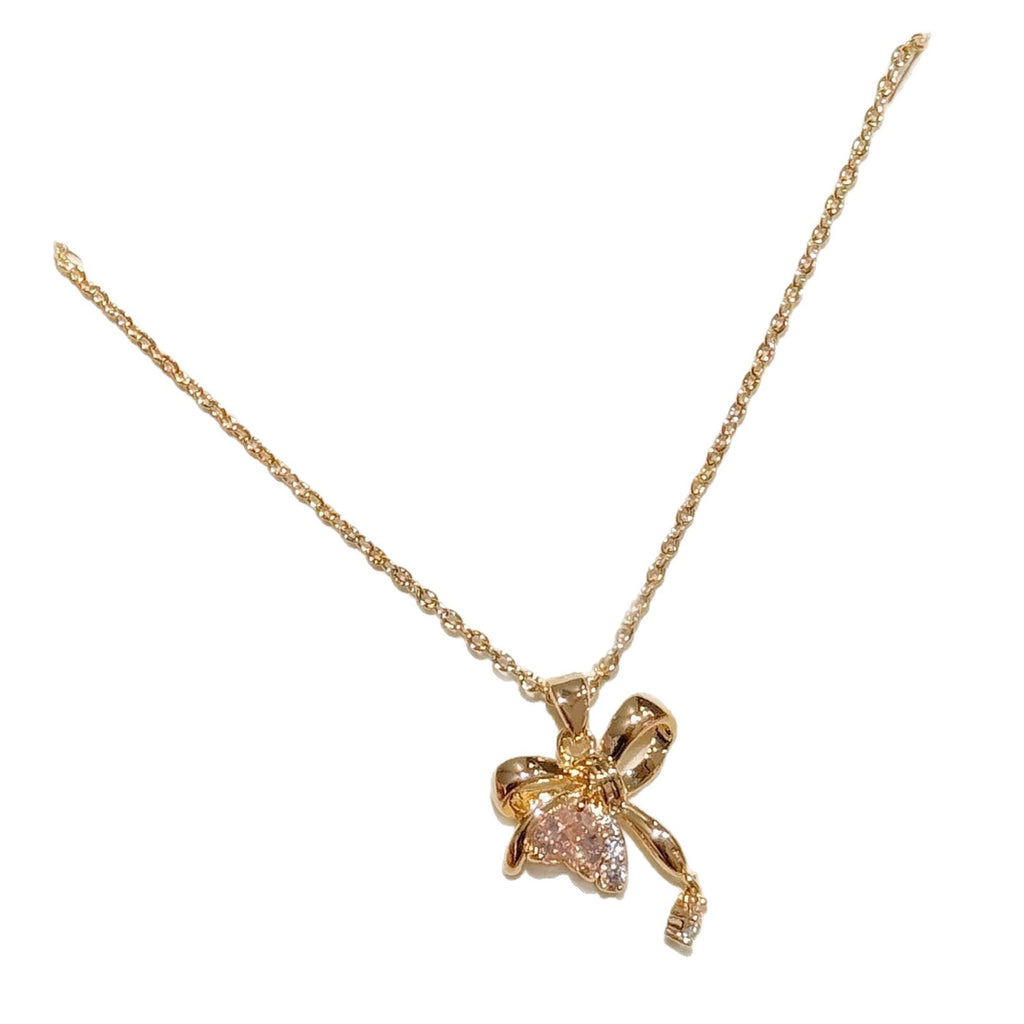 Sweet Minimal Bow Clavicle Necklace Luxury Trendy Women Daily Accessory