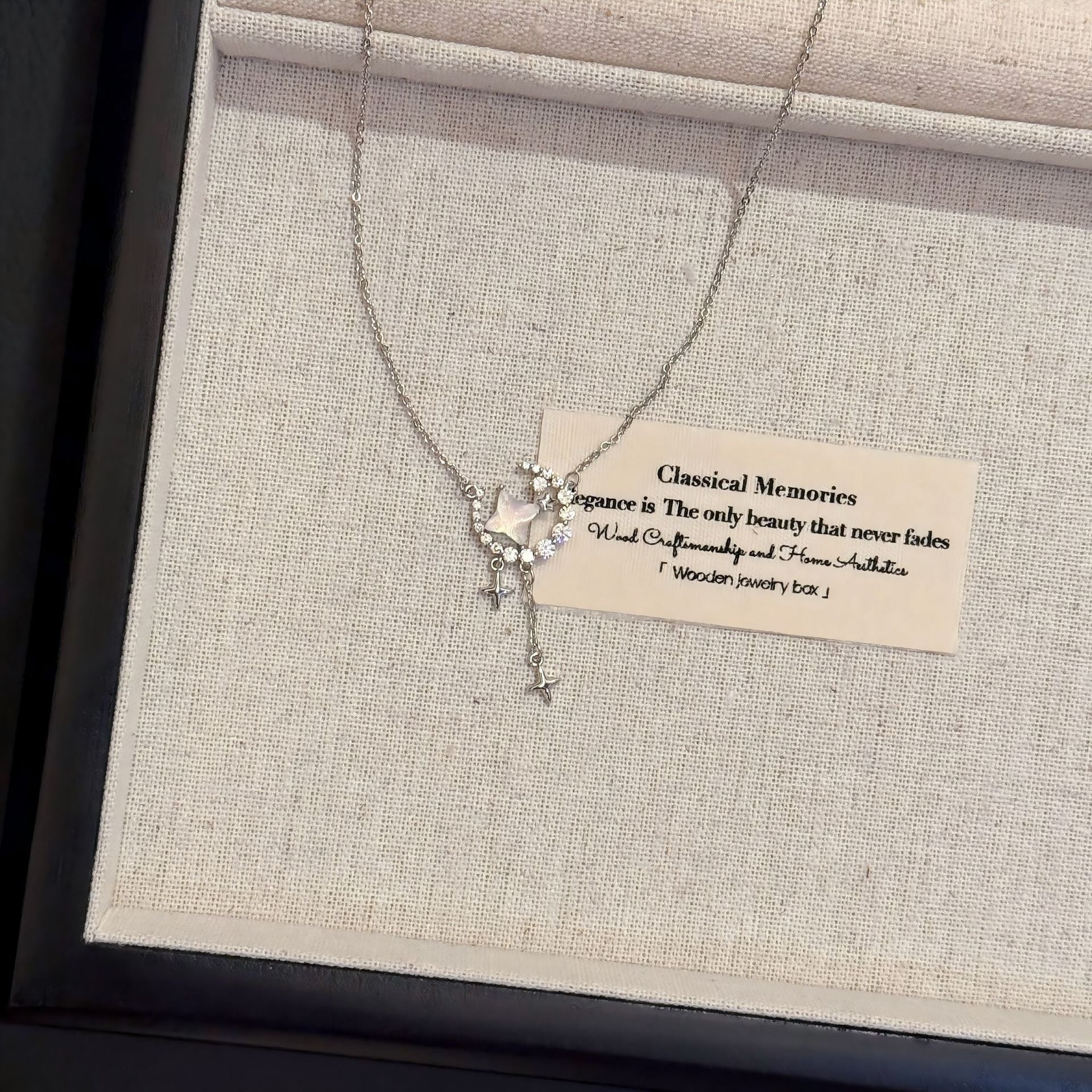 Butterfly Tassel Necklace, Star Moon Zircon Clavicle Chain, Elegant Minimalist Jewelry